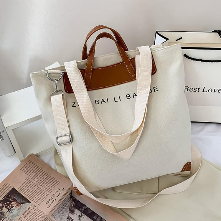Large Capacity Casual Bucket Canvas Handbag With Strap Single Shoulder Bag Crossbody Bag