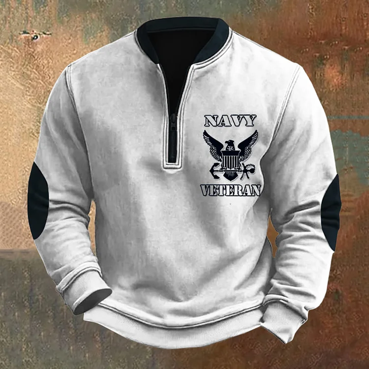 VChics Men's Us Navy Veteran Zipper Sweatshirt
