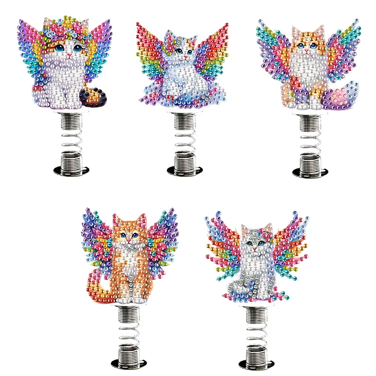 2D Flat Angel Cat DIY Diamond Painting Shake Car Ornaments for Center Console