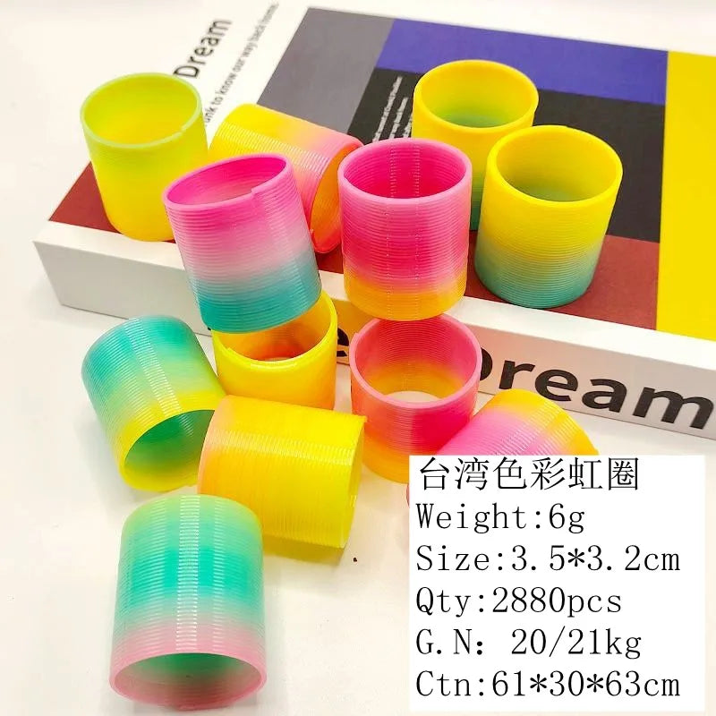 12 Pieces Cute 3. 5cm Children’s Colorful Spring Coil Little White Rabbit Rainbow Elastic Force Circle Toy