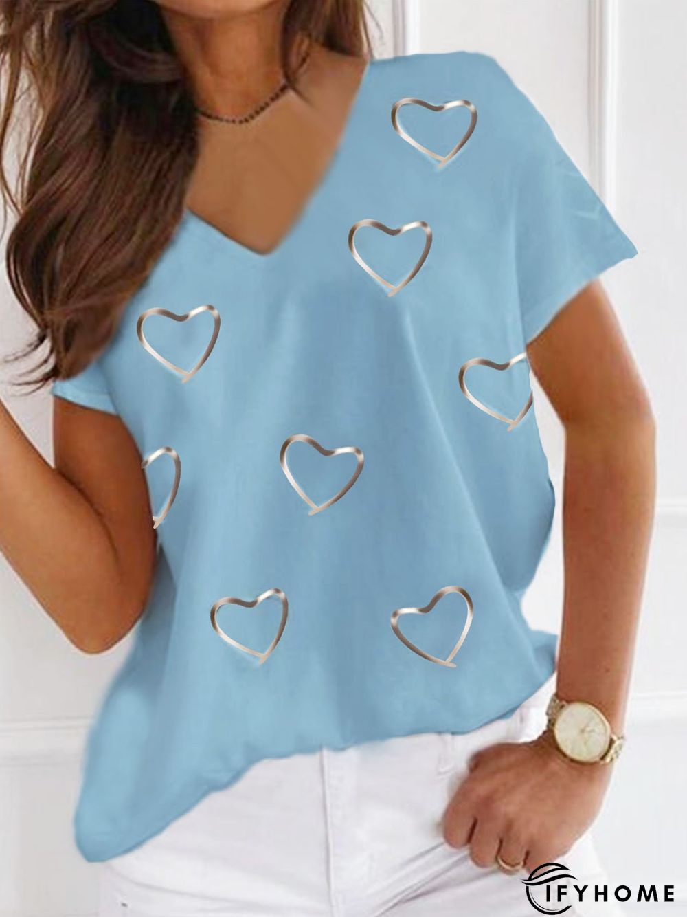 Love Pattern Casual Color Block Shirts & Tops | IFYHOME