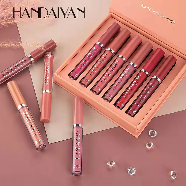 Non-sticky Cup Matte Lip Gloss 6pcs Set Gift Box 