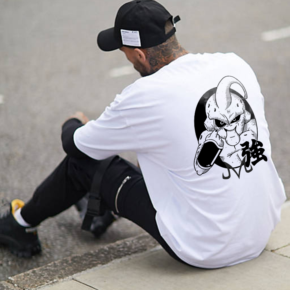 Oversized Anime Buu Print T-Shirt