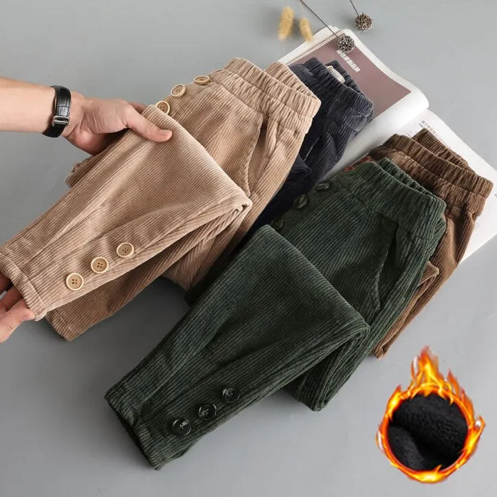Pants Women Solid Harem Button New Arrival Corduroy Fashionable Ulzzang BF Large Size 4XL Beam Feet Pant Womens Casual Hot Daily