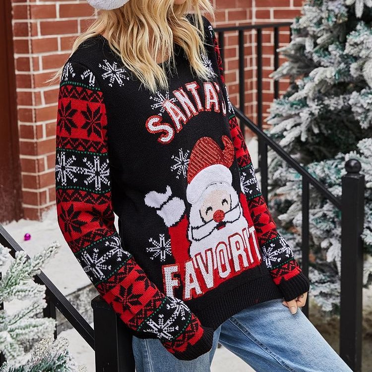 Comstylish Women Santa Claus Ugly Christmas Sweater