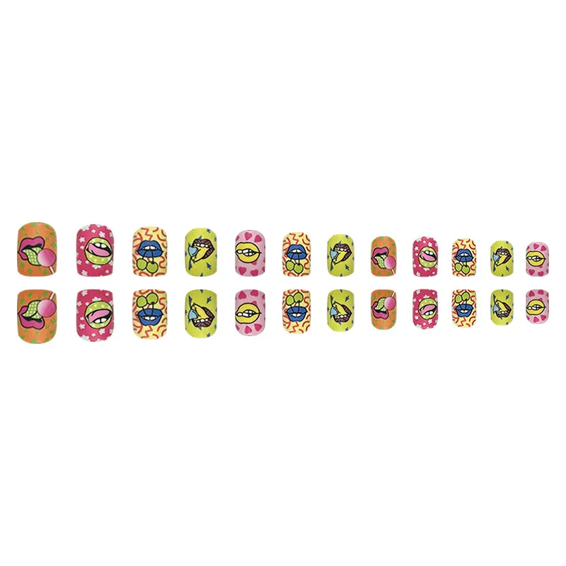 Churchf Churchf Color Lip Lollipop Nail Sweet Cool Fake Nails Retro Wind Fake Nails Wear Fake Nails