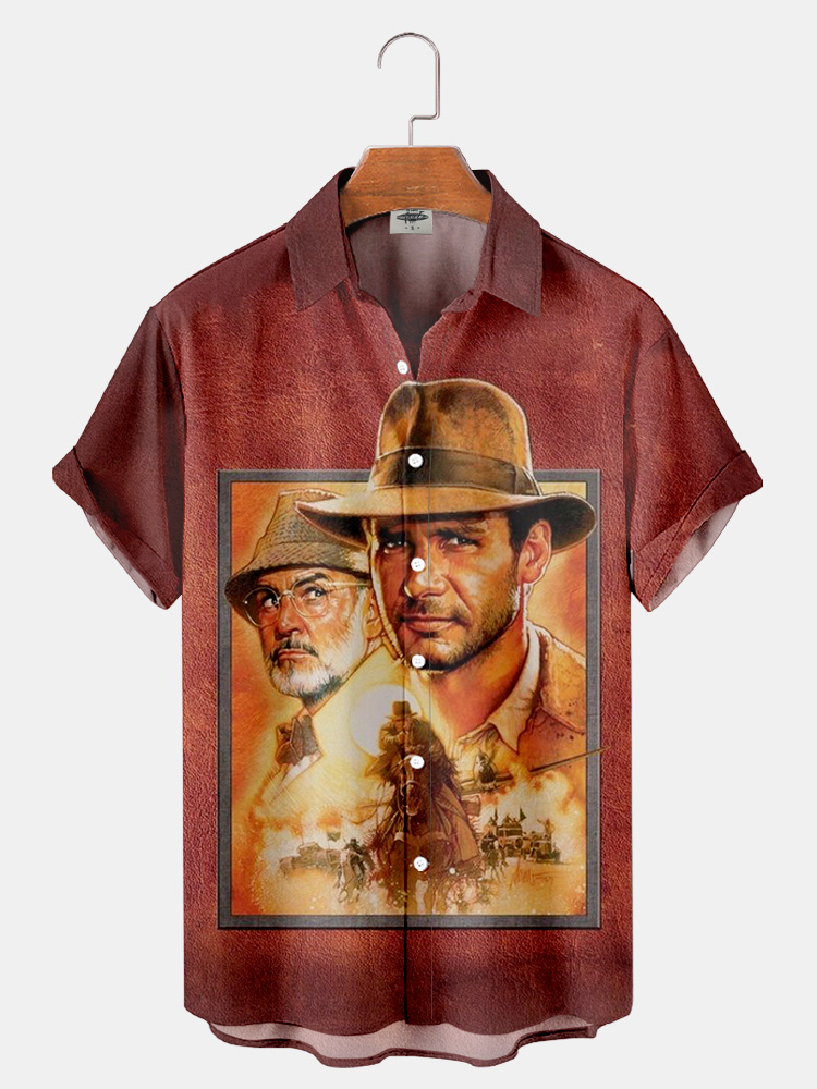 Men'S Classic Action Movie West Printed Shirt PLUSCLOTHESMAN