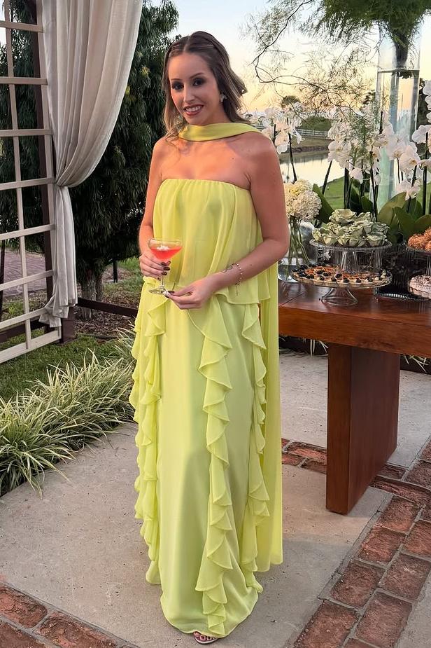 Lvs&Broner Chic Halter Strapless Sleeveless Long Prom Dress With Ruffles 