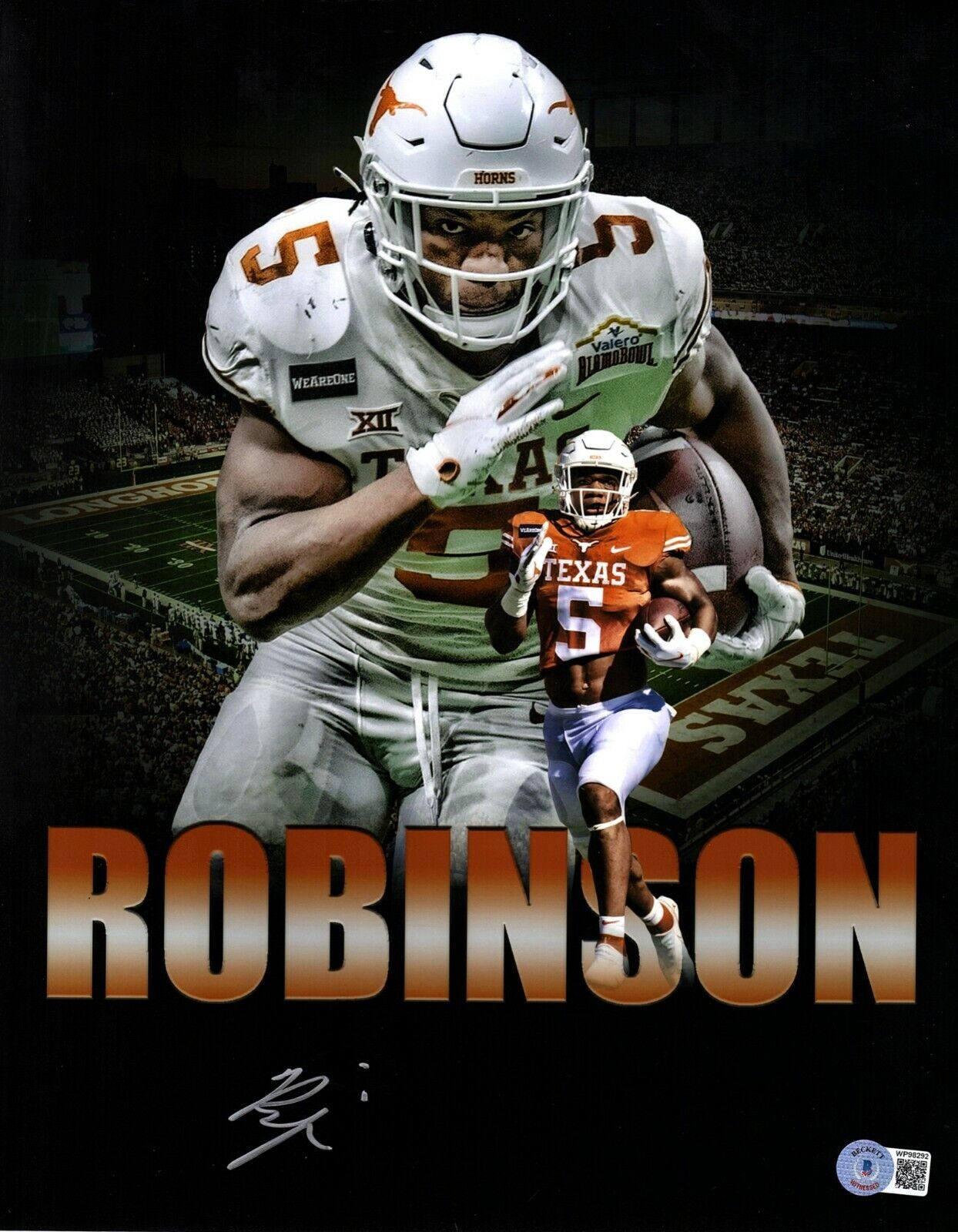 BIJAN ROBINSON Signed Texas Longhorns 11x14 Photo Poster painting Beckett BAS Witness #WP98292