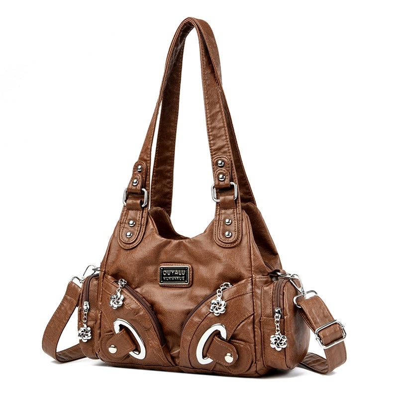 Women's Pu Leather Solid Color Vintage Style Classic Style Square Zipper Shoulder Bag4