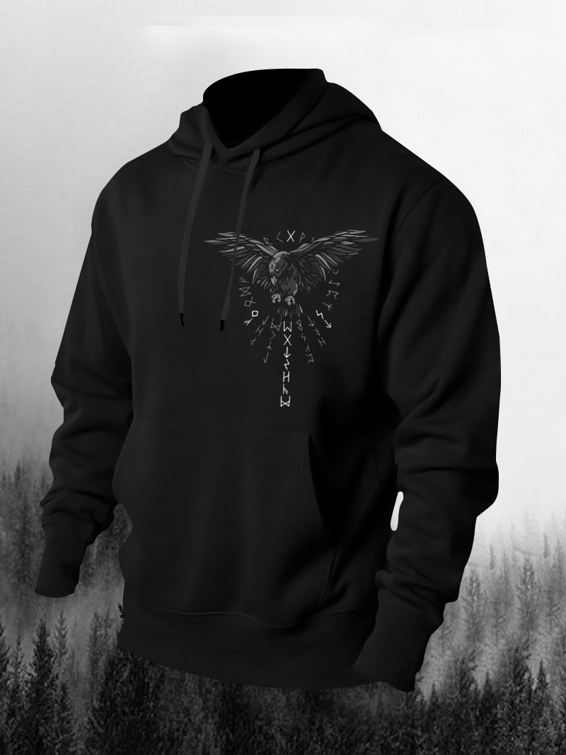 Men's Crow Rune Print Hoodie