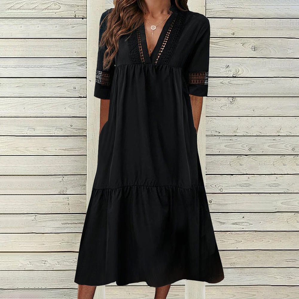 Classy Plain Side Pocket Midi Dress
