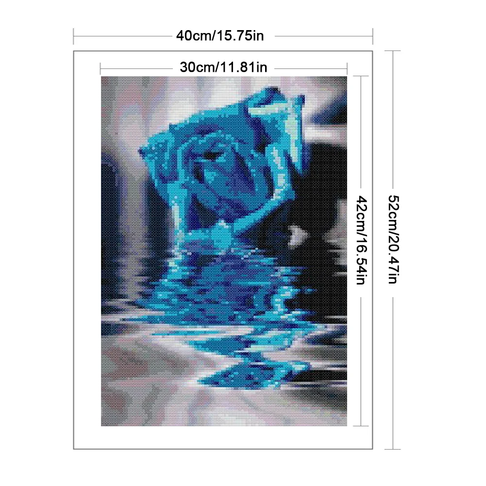 9CT Full Stamped Cross Stitch Bead Embroidery- Rose(Canvas|30*42CM)