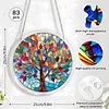 (18.5cm)DIY Acrylic Jigsaw Puzzle Window Hanging with Hanging Chain DIY Stained Glass Decoration Round Window Puzzle Decor for DIY Craft Project (Tree)