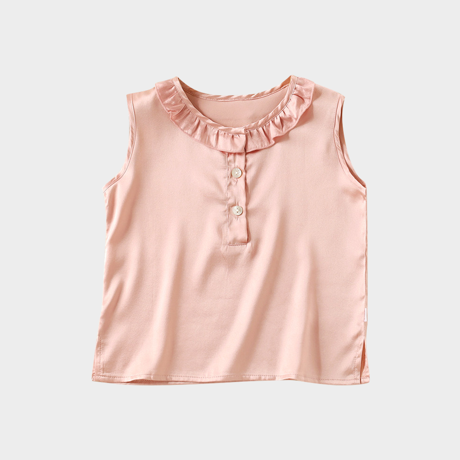 Lustrous Ruffled-Collar Silk Girls' Shirt REAL SILK LIFE