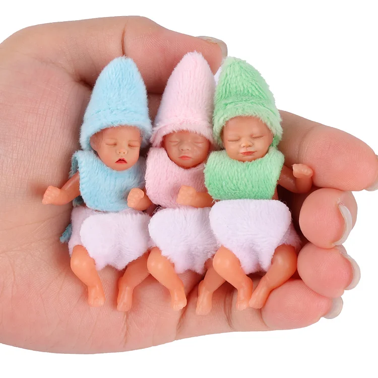 Babeside Aurora 3" Mini Full Silicone Sleeping Reborn Baby Girl with Playset Accessories