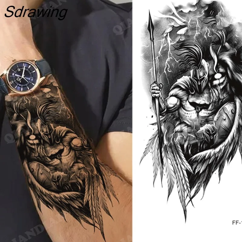 Sdrawing New Waterproof Temporary Tattoo Sticker Lion King Tiger Wolf Forest Mechanical Wild Boat Men Body Art Arm Fake Tatoo Women 328-0