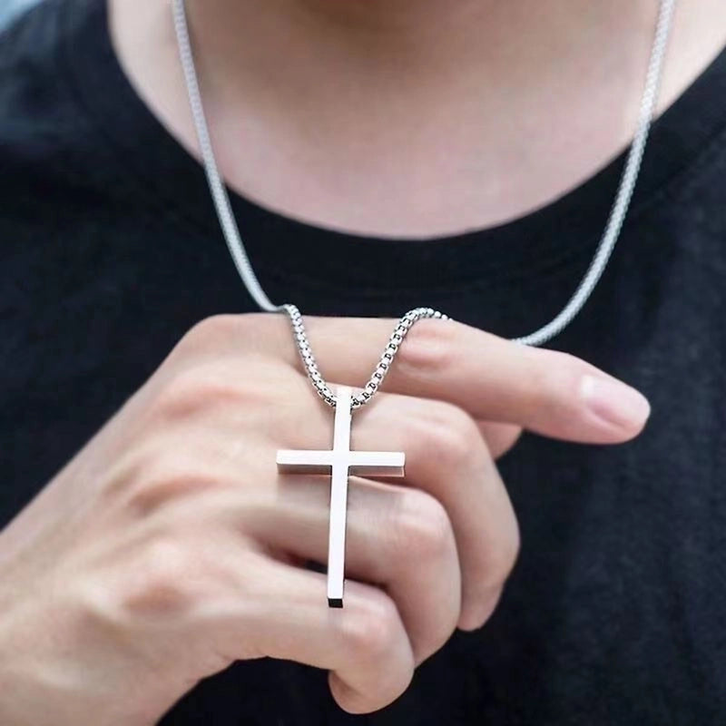 Fashion Minimalist Cross 201 Stainless Steel Alloy Polishing Men's Pendant Necklace