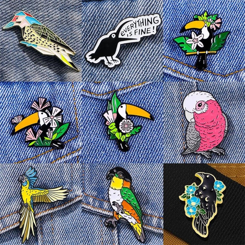 Casual Cartoon Style Cute Crow Animal Parrot Alloy Unisex Brooches