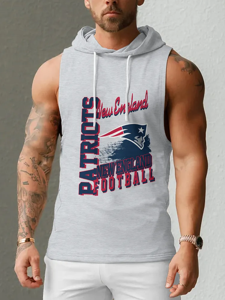 New England Patriots Men's  Casual Comfy Sleeveless Hooded Tank Top