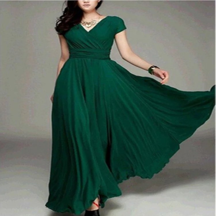 Brownm Sleeve Bohemian Chiffon Waist Dress Dresses