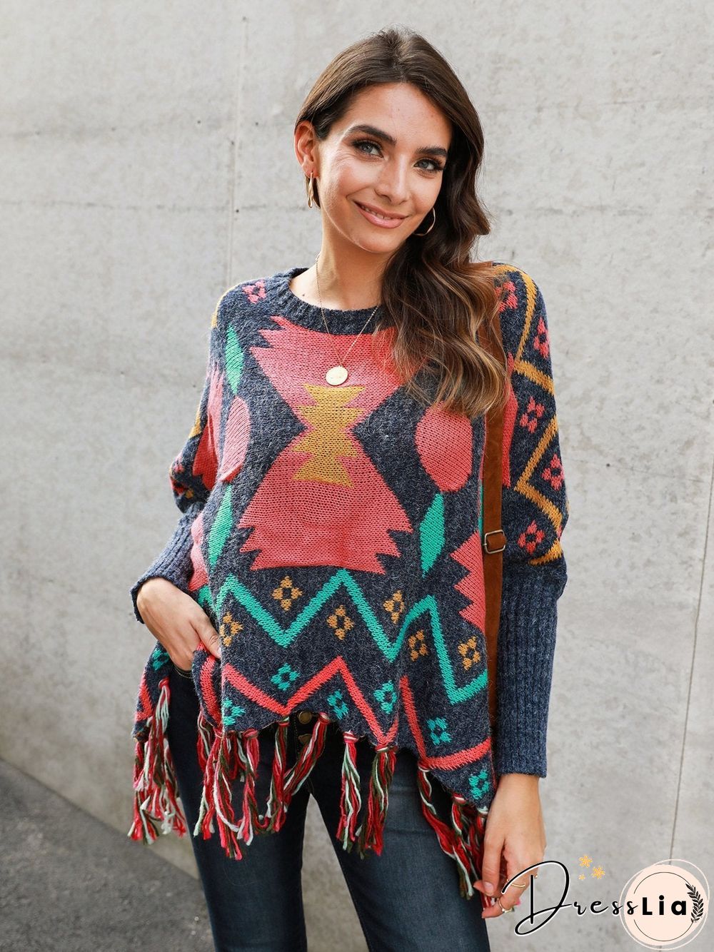 Shift Long Sleeve Tribal Boho Sweater