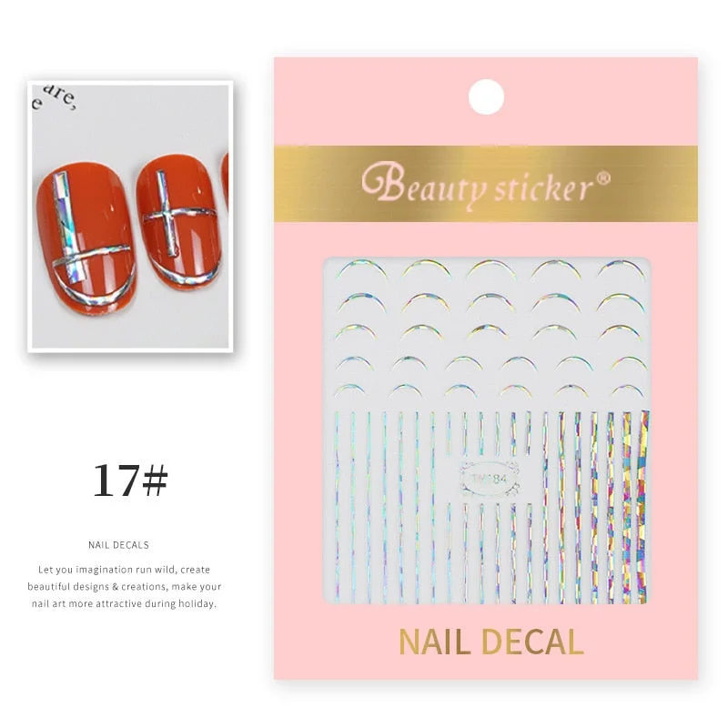 1 Sheet New Roman English Alphabet Number 3D Nail Stickers Christmas Animals iridescent Gold Silver Word Small Letters Nail