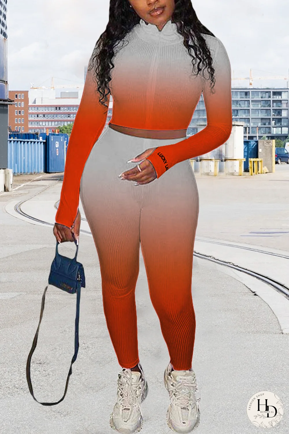 Rose Red Casual Print Letter Turndown Collar Long Sleeve Two Pieces