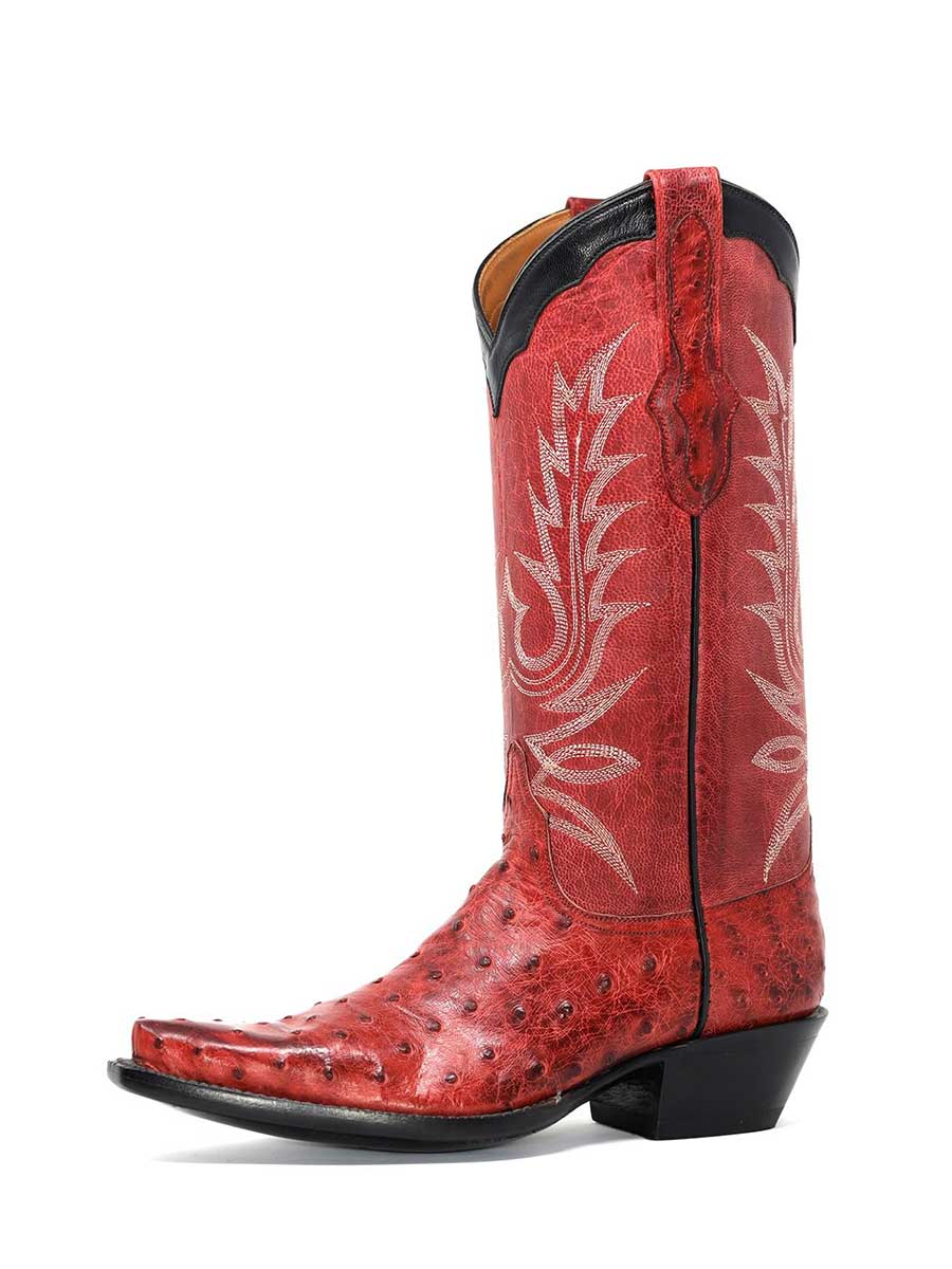 Red Distressed Vegan Leather Sophisticated Snip Toe Embroidered Mid Calf Cowgirl Boots