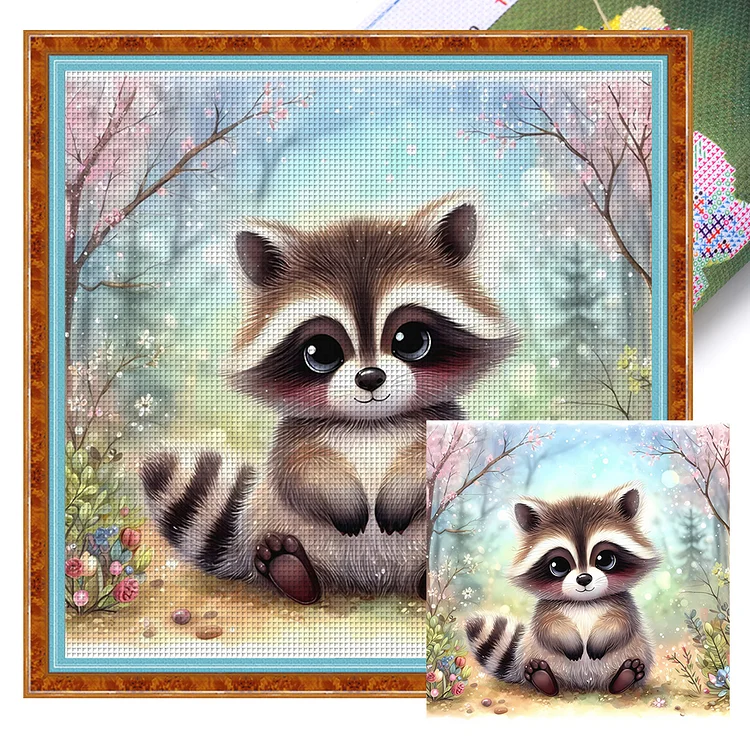 Raccoon (40*40cm) 11CT Stamped Cross Stitch gbfke