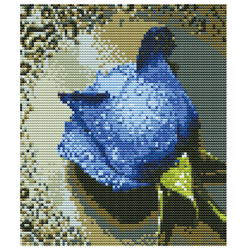 

Blue rose in the grid - 11CT Stamped Cross Stitch - 27*29cm, 501 Original