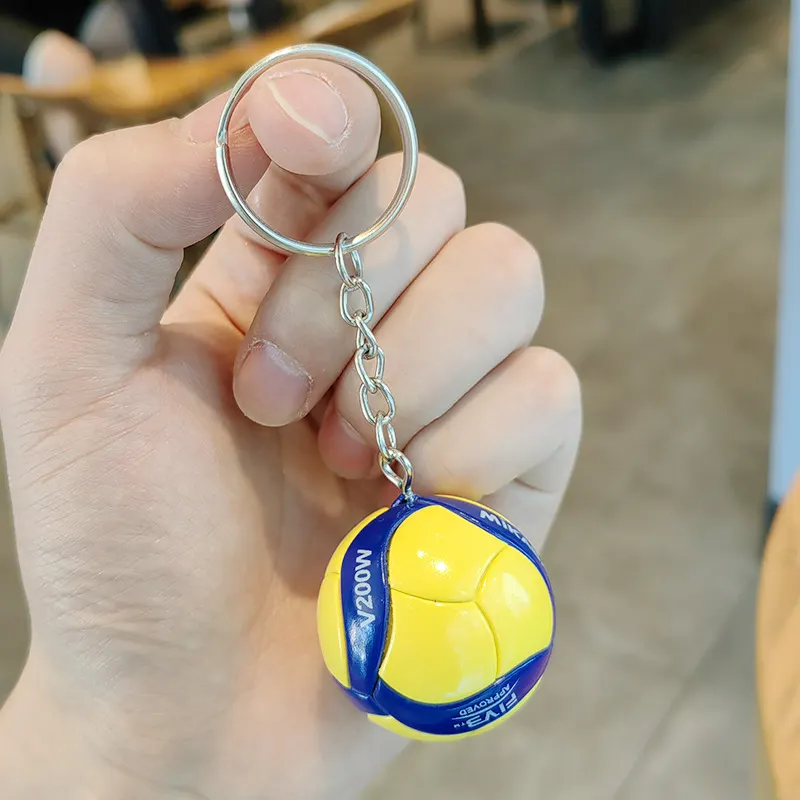 New Cartoon Rubber Volleyball Light Keychain Digital Printing Fashion Trend Sporty Creative Schoolbag Pendant Women Men's Mini