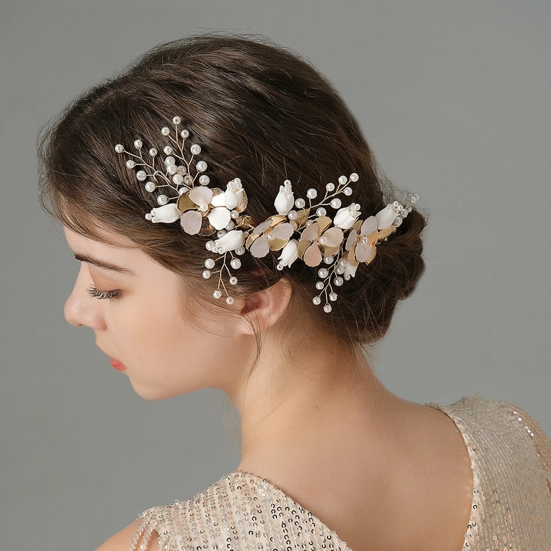 Elegant Bridal Women’s Flower Alloy Diamond Insert Comb