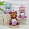 50PCS Cute Sitting Bear Birthday Cupcake Aluminum Film Balloons Party Decoration