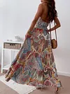 Floral-Print Halterneck Bohemia Maxi Dress