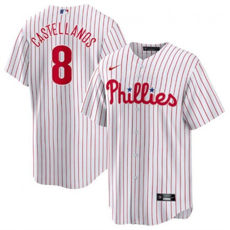Men's Philadelphia Phillies #8 Nick Castellanos White Cool Base Stitched Jersey E5EX