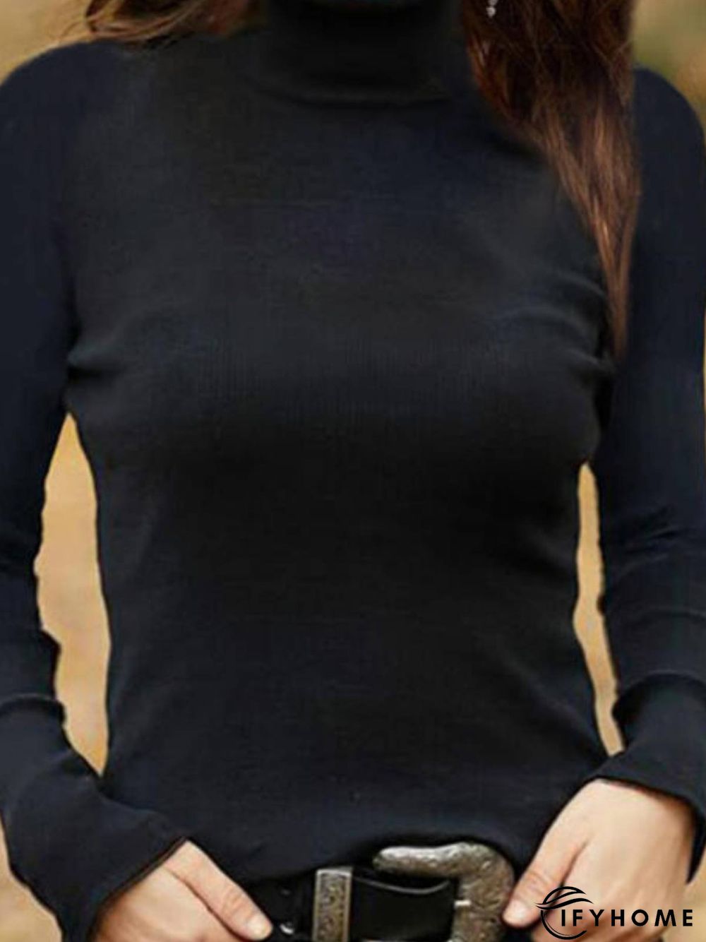 Casual Long Sleeve Plain Top | IFYHOME