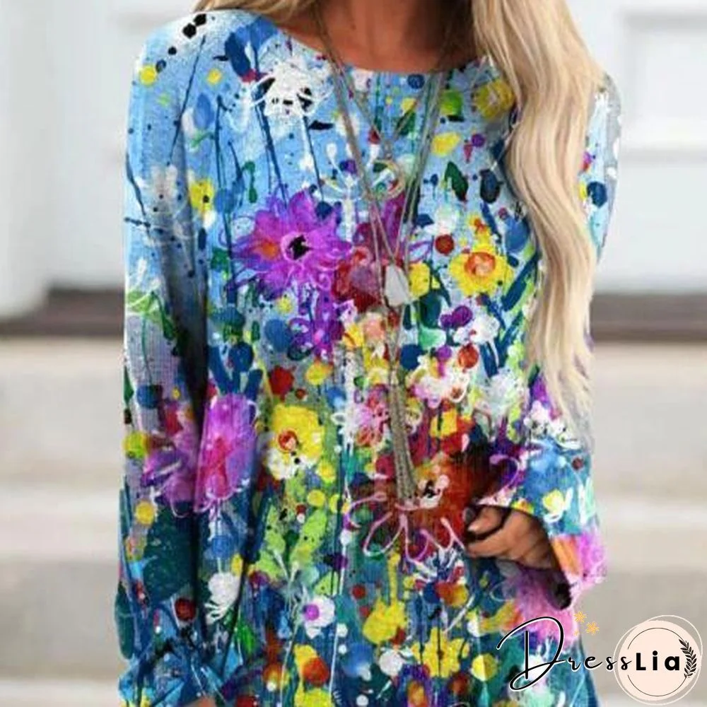 Autumn Color Flower Leisure Top