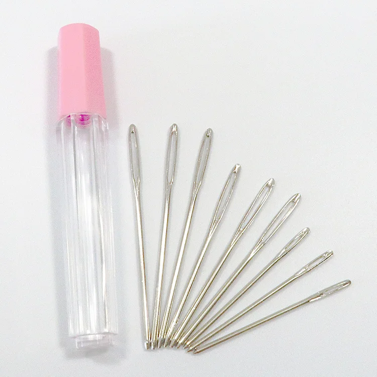 Big Eye Sewing Needles Set Stainless Steel Cross Stitching Tool Clear Tube