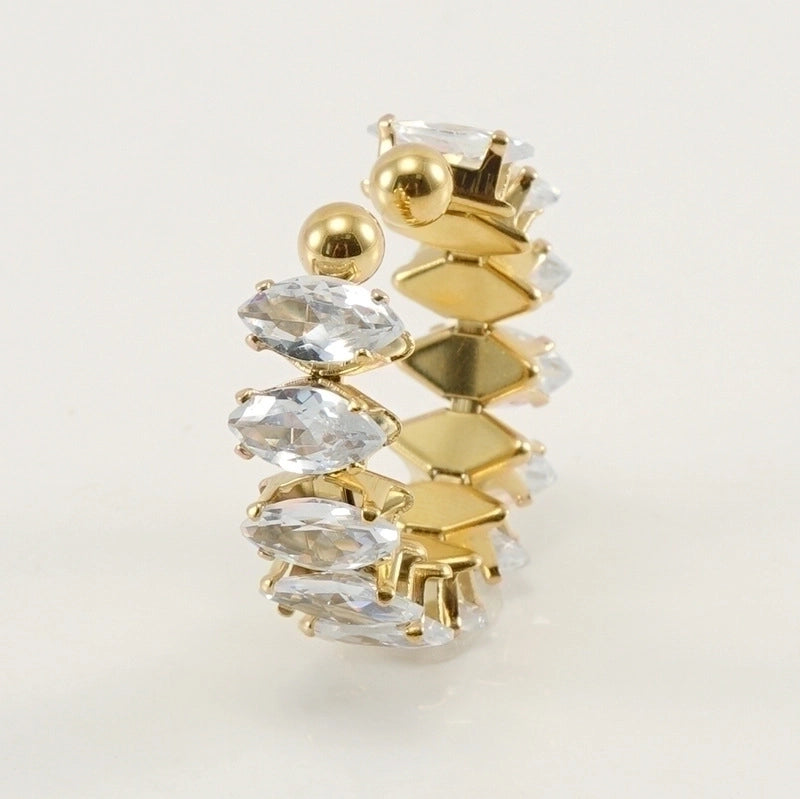 1 Piece Fashion Horse Eye Titanium Steel Plating Inlay Zircon Open Ring