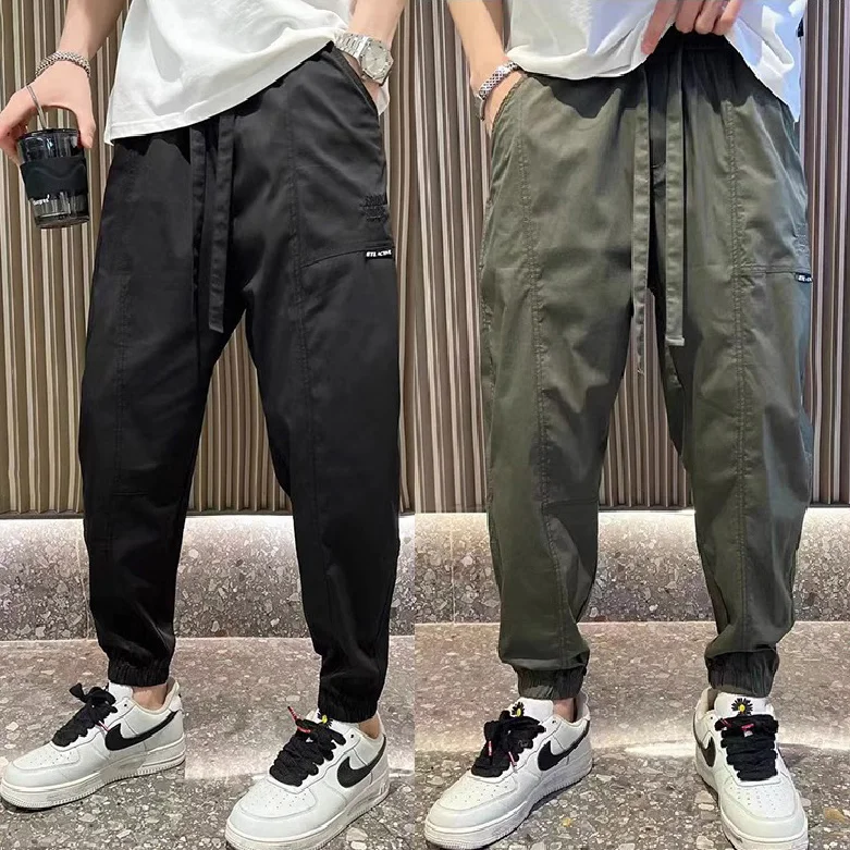 Casual solid color elastic slim fit trendy brand overalls