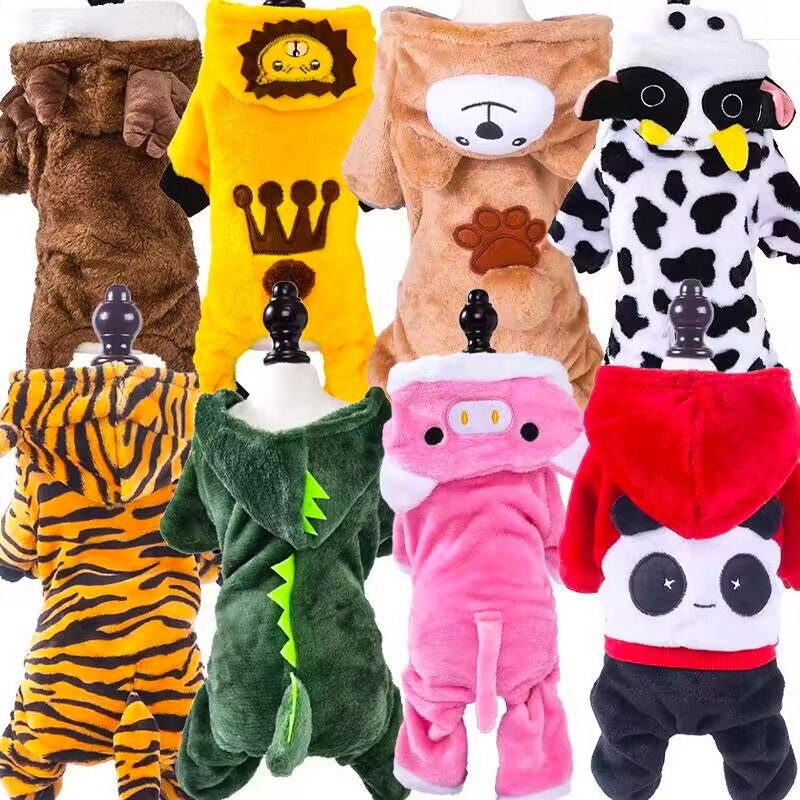 Autumn And Winter Dog Clothes Warm Thickened Coral Fleece Puppy Transformation Outfit Teddy Corgi Cat Pet Clothing