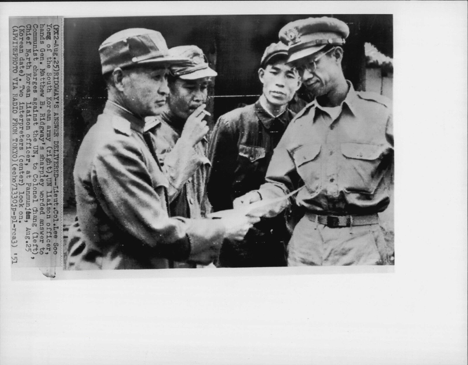 General Ridgeway At Panmunjom Peace Conference 1951 Korea War Press Photo Poster painting