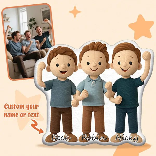 Custom Cartoon Doll Pillow &ndash; Personalized Doll That Looks Like You | Mini Me Pillow with Face & Name For Couple For Family For Kids