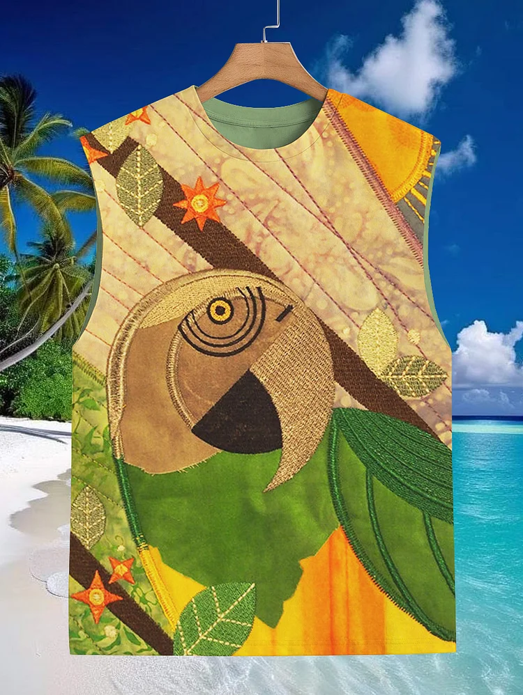 Men's Hawaii Abstract Bird Art Print Vacation Tank Top