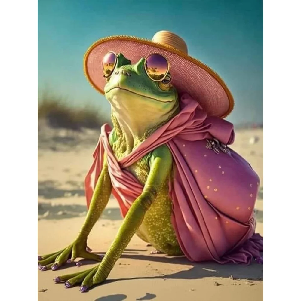 Frog On Vacation 30*40cm(canvas) full round drill diamond painting