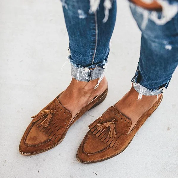 Pairmore Tassel Embellishments Studs Loafers/Mules(Ship In 24 Hours)