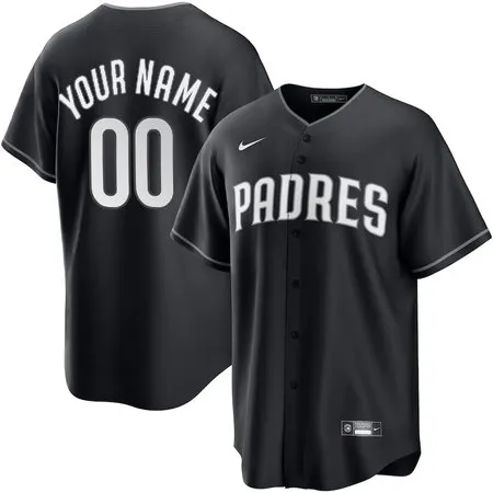 Men's San Diego Padres Custom Black Lights Out Replica Jersey