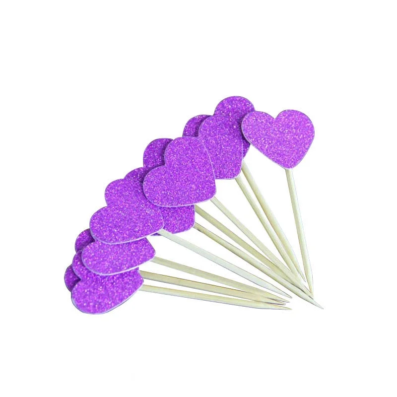 40pcs Multicolor Heart Shaped Cupcake Cake Topper Sticker Flag for Baby Shower Wedding Birthday Party Home Decoration Supplies