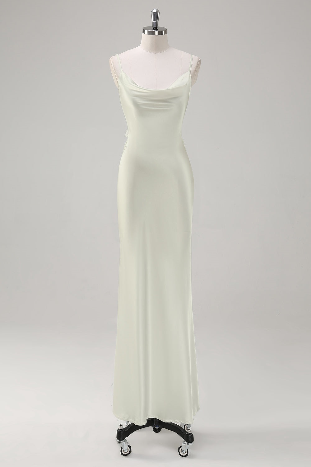 Ovlias Dazzling Spaghetti Strap Draped Flower Sleeveless Prom Dress LY0609